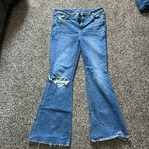 American eagle jeans, super hi-rise flare, stretch size 10